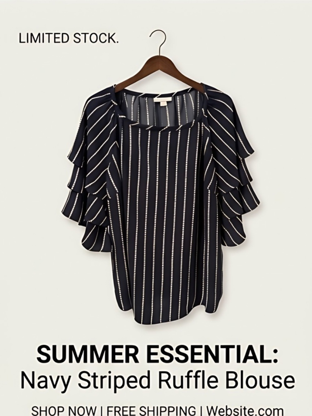 Navy Blue Top With White Stripes